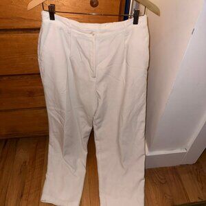 sag harbor 12 petite white trousers, linen outer with inner lining
